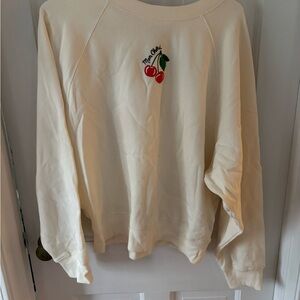 Old Navy Cream Pullover with Cherry Embroidery